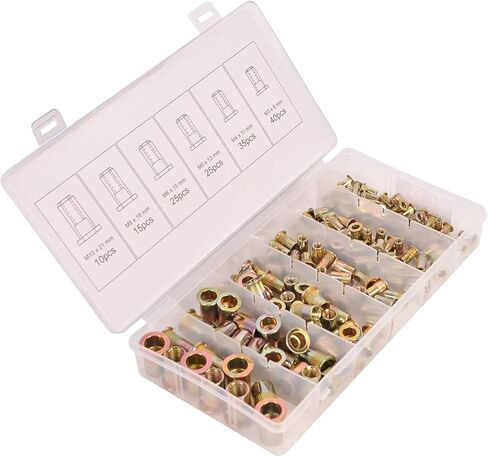 150PCS Galvanized Stainless Steel Rivet Nut Assort Set Flat Head Threaded Rivetnut Insert Nutserts Assortment Kit(M3| M4| M5| M6| M8) in Kuwait
