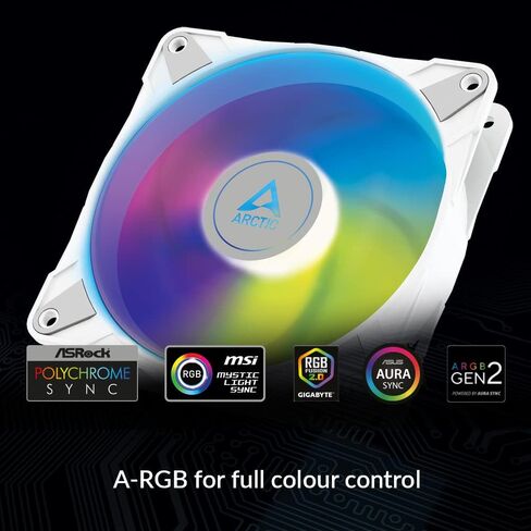 ARCTIC P14 PWM PST A-RGB - Case Fan, 140 mm PWM, Optimised for Static Pressure, Semi-Passive: 200-1900 RPM (0 RPM <5%), 5V 3 Pin A-RGB LED, Single Fan - White in Saudi Arabia