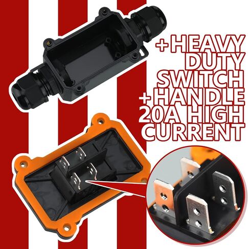 2 Pcs 12v Inline Switch Waterproof Inline Cord Switch IP65 Heavy Duty Waterproof On Off Switch with Red Light Rocker Button,12V Outdoor On Off Switch with Two Side Entry and Exit Line in Saudi Arabia