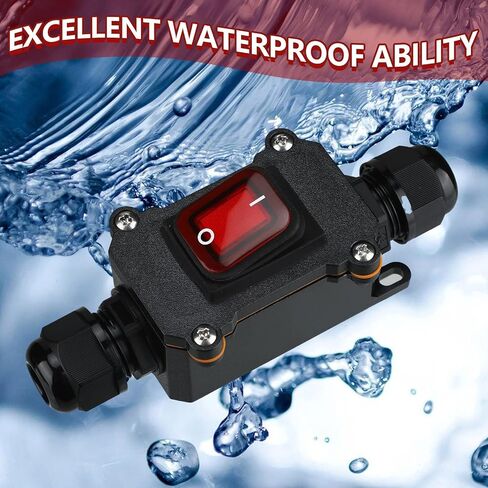 2 Pcs 12v Inline Switch Waterproof Inline Cord Switch IP65 Heavy Duty Waterproof On Off Switch with Red Light Rocker Button,12V Outdoor On Off Switch with Two Side Entry and Exit Line in Saudi Arabia