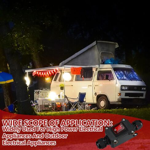 2 Pcs 12v Inline Switch Waterproof Inline Cord Switch IP65 Heavy Duty Waterproof On Off Switch with Red Light Rocker Button,12V Outdoor On Off Switch with Two Side Entry and Exit Line in Saudi Arabia