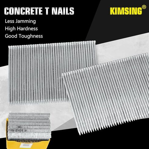 مسامير T من كامسين، قياس 14، مسمار من الخرسانة الهوائية عالي التحمل مقاس 2.54 سم إلى 6.35 سم، مسدس أظافر Air Power T لبناء تروس، إطار بناء وتظليل الخرسانة (ST50 مسامير (800 قطعة/صندوق) in Kuwait