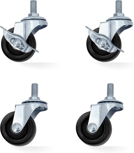Caster Wheels Set of 4, 1.5 Inch, (Screw Diameter 0.27", Length 0.63") Threaded Stem Casters, Heavy Duty, Locking Metal Swivel Wheel for Cart Shelves in Saudi Arabia