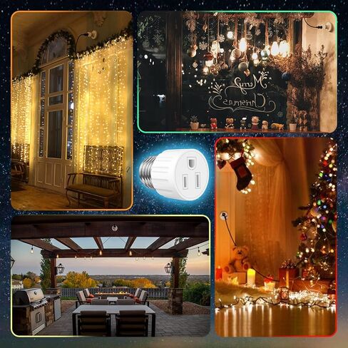 2 Packs E26/E27 3 Prong Light Socket to Plug Adapter, Polarized Screw in Outlet for Light Socket Adapter Outlet 3Prong Light Bulb Socket Adapter Fit for 2/3Prong Convert, for Porch Patio Garage, White in Kuwait