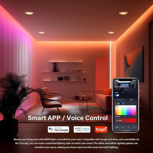 ZAGO 5-6 بوصة LED ضوء قرص نحيف ذكي، CCT تغيير التحديثية راحة يمكن أن ضوء، RGB سطح جبل ضوء القرص، واي فاي التطبيق والتحكم الصوتي، 120V / 15W / 1200LM، ETL / تصنيف الرطب، أبيض، 8 حزم in Kuwait