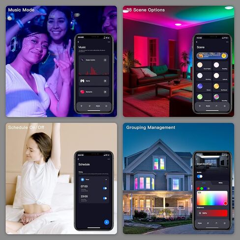 ZAGO 5-6 بوصة LED ضوء قرص نحيف ذكي، CCT تغيير التحديثية راحة يمكن أن ضوء، RGB سطح جبل ضوء القرص، واي فاي التطبيق والتحكم الصوتي، 120V / 15W / 1200LM، ETL / تصنيف الرطب، أبيض، 8 حزم in Kuwait