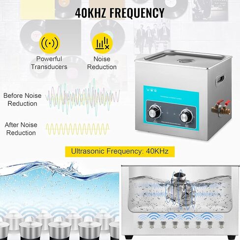 منظف ​​بالموجات فوق الصوتية 10 لتر من موفورن 304 من الفولاذ المقاوم للصدأ للتحكم في المقبض الاحترافي، منظفات بالموجات فوق الصوتية مع مؤقت تسخين للمجوهرات ونظارات لوحة الدوائر وأطقم الأسنان وأجزاء صغيرة من أدوات طب الأسنان in Kuwait
