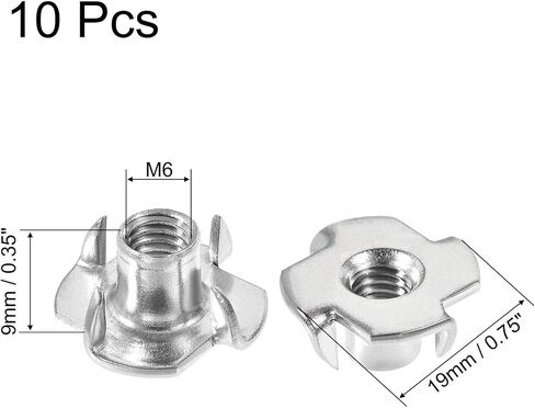 uxcell M4 Tee Nut 4 Pronged T-Nut for Table Legs Woodwork Holds Wood Cabinetry 10pcs in Saudi Arabia