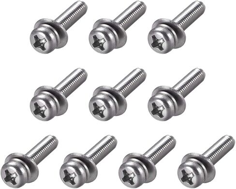 Uxcell M4 x 20mm الفولاذ المقاوم للصدأ فيليبس عموم رئيس مسامير البراغي تتحد مع غسالة الربيع وغسالات عادية 10 قطع in Kuwait