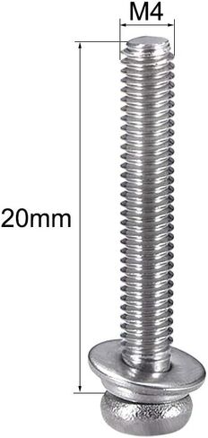 Uxcell M4 x 20mm الفولاذ المقاوم للصدأ فيليبس عموم رئيس مسامير البراغي تتحد مع غسالة الربيع وغسالات عادية 10 قطع in Kuwait