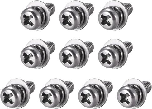 Uxcell M4 x 20mm الفولاذ المقاوم للصدأ فيليبس عموم رئيس مسامير البراغي تتحد مع غسالة الربيع وغسالات عادية 10 قطع in Kuwait