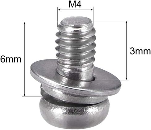Uxcell M4 x 20mm الفولاذ المقاوم للصدأ فيليبس عموم رئيس مسامير البراغي تتحد مع غسالة الربيع وغسالات عادية 10 قطع in Kuwait