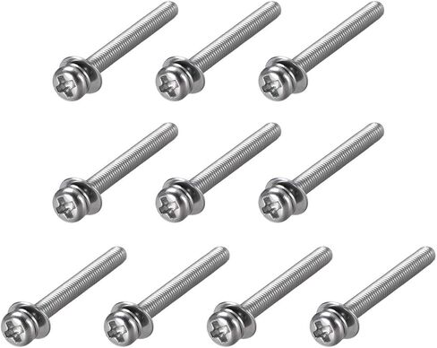 Uxcell M4 x 20mm الفولاذ المقاوم للصدأ فيليبس عموم رئيس مسامير البراغي تتحد مع غسالة الربيع وغسالات عادية 10 قطع in Kuwait