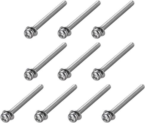 Uxcell M4 x 20mm الفولاذ المقاوم للصدأ فيليبس عموم رئيس مسامير البراغي تتحد مع غسالة الربيع وغسالات عادية 10 قطع in Kuwait