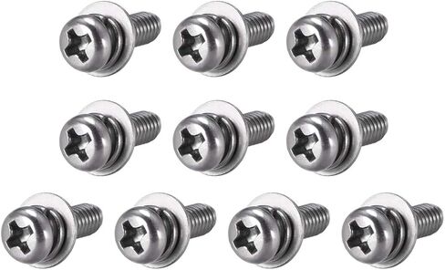 Uxcell M4 x 20mm الفولاذ المقاوم للصدأ فيليبس عموم رئيس مسامير البراغي تتحد مع غسالة الربيع وغسالات عادية 10 قطع in Kuwait