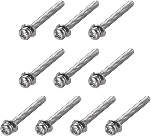 Uxcell M4 x 20mm الفولاذ المقاوم للصدأ فيليبس عموم رئيس مسامير البراغي تتحد مع غسالة الربيع وغسالات عادية 10 قطع in Kuwait