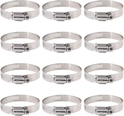 Rustark 64-Pcs Adjustable 8 to 38mm Range Worm Gear Hose Clamp Fuel Line Clips Clamps Assortment Kit - 304 Stainless Steel in Kuwait