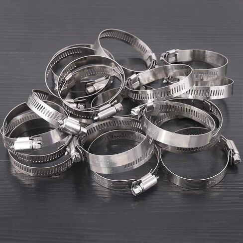Rustark 64-Pcs Adjustable 8 to 38mm Range Worm Gear Hose Clamp Fuel Line Clips Clamps Assortment Kit - 304 Stainless Steel in Kuwait