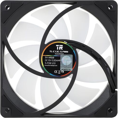 Thermalright TL-C12C-S CPU Fan 120mm ARGB Case Cooler Fan, 4pin PWM Silent Computer Fan with S-FDB Bearing Included, up to 1550RPM Cooling Fan in Saudi Arabia
