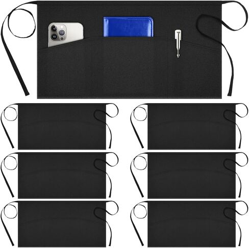 Syntus 1 Pack Server Aprons with 3 Pockets, Waterdrop Resistant Waitress Waiter Waist Apron, 11.5-inch Black in Kuwait