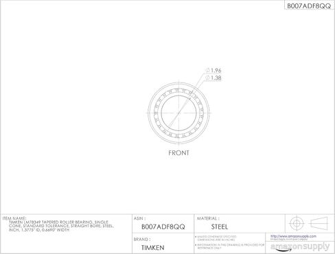 Timken LM78349 محمل أسطواني مدبب، مخروط واحد، تسامح قياسي، تجويف مستقيم، فولاذ، بوصة، معرف 1.3775 بوصة، عرض 0.6690 بوصة in Saudi Arabia