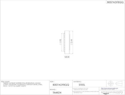 Timken LM78349 محمل أسطواني مدبب، مخروط واحد، تسامح قياسي، تجويف مستقيم، فولاذ، بوصة، معرف 1.3775 بوصة، عرض 0.6690 بوصة in Saudi Arabia