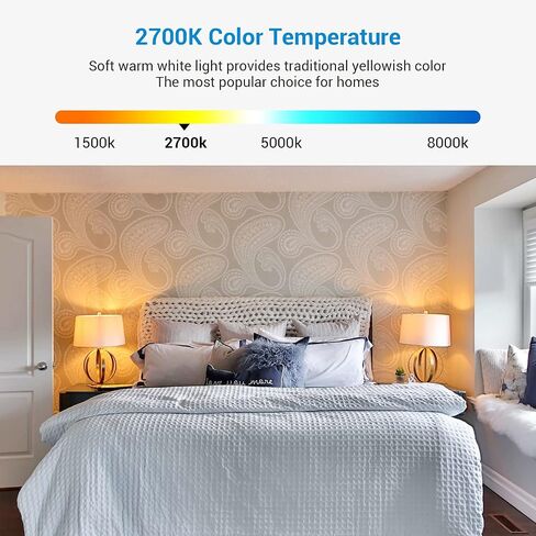 DEWENWILS 4-Pack Dimmable LED A19 Light Bulb، ضوء أبيض ناعم مع توهج دافئ، 800 لومن، 2700K، 10W (ما يعادل 60 واط)، قاعدة لولبية متوسطة E26، مدرج في قائمة UL in Kuwait