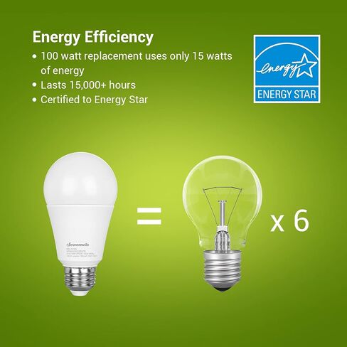 DEWENWILS 4-Pack Dimmable LED A19 Light Bulb، ضوء أبيض ناعم مع توهج دافئ، 800 لومن، 2700K، 10W (ما يعادل 60 واط)، قاعدة لولبية متوسطة E26، مدرج في قائمة UL in Kuwait