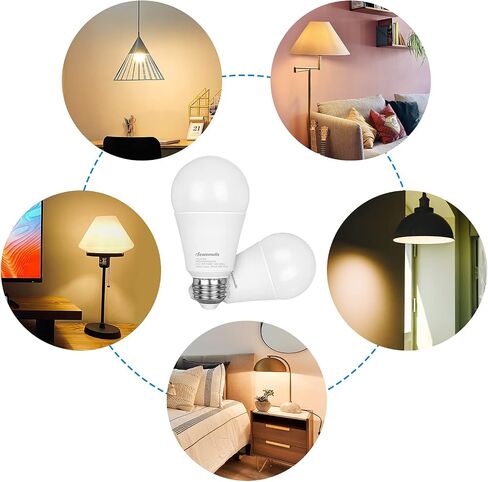 DEWENWILS 4-Pack Dimmable LED A19 Light Bulb، ضوء أبيض ناعم مع توهج دافئ، 800 لومن، 2700K، 10W (ما يعادل 60 واط)، قاعدة لولبية متوسطة E26، مدرج في قائمة UL in Kuwait
