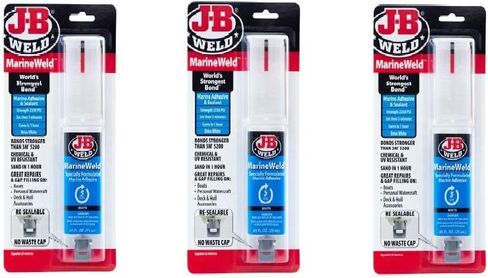 J-B Weld 50172 MarineWeld Marine Adhesive Epoxy Syringe - Dries White - 25ml, Pack of 3 in Saudi Arabia
