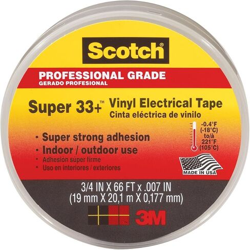 شريط كهربائي من الفينيل 3M Scotch Super 33+، 190 سم × 182 سم، عبوتان (العبوة تتضمن قلم قابل للسحب) in Saudi Arabia