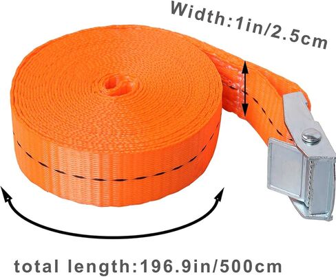 حزام رموش JAKAGO 2.54 سم × 40.64 سم مع قفل كام، أشرطة ربط لأسفل تصل إلى 600 رطل، من أجل الشحن المثبت وحقائب الكاياكس والكانوين المتحركة ومعدات العشب عبوة من 4 قطع in Kuwait