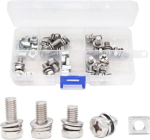 binifiMux 40pcs M6 x10mm 12mm 14mm 16mm Motorcycle Battery Terminal Bolts Screws Square Nuts Kit, Stainless Steel in Saudi Arabia
