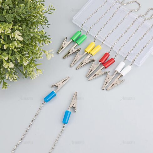 AUEAR, 6 Pack Napkin Clips Metal Dental Bib Clips Napkin Chain Bib Holder Napkin Fixing Clips Chain Lanyard Napkin Holder Flexible for Adult (6 Colors) in Saudi Arabia
