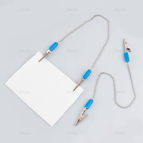 AUEAR, 6 Pack Napkin Clips Metal Dental Bib Clips Napkin Chain Bib Holder Napkin Fixing Clips Chain Lanyard Napkin Holder Flexible for Adult (6 Colors) in Kuwait