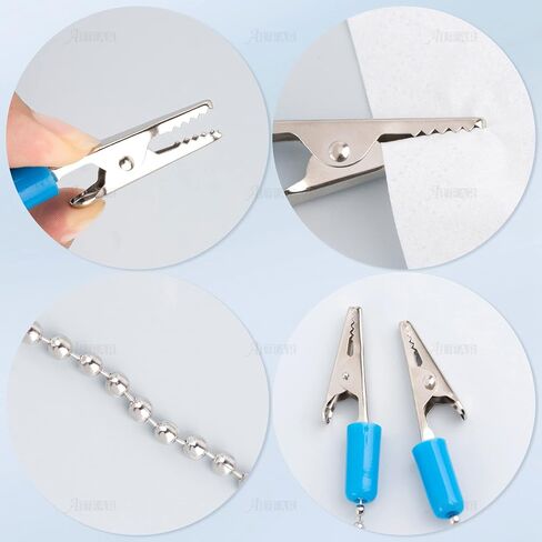 AUEAR, 6 Pack Napkin Clips Metal Dental Bib Clips Napkin Chain Bib Holder Napkin Fixing Clips Chain Lanyard Napkin Holder Flexible for Adult (6 Colors) in Kuwait