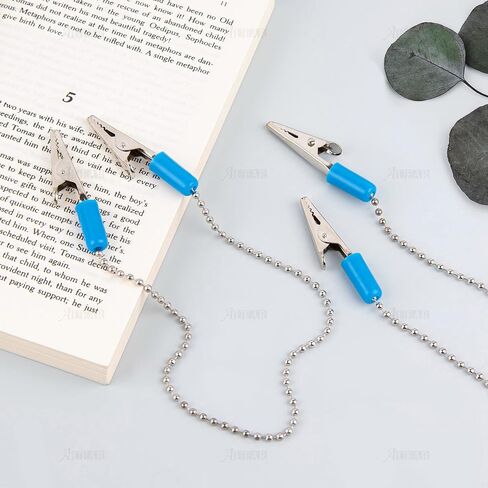 AUEAR, 6 Pack Napkin Clips Metal Dental Bib Clips Napkin Chain Bib Holder Napkin Fixing Clips Chain Lanyard Napkin Holder Flexible for Adult (6 Colors) in Kuwait