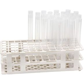 ULAB Scientific Test Tube with Tube Rack, Z Shape Stainless Steel Tube Rack, Suitable for Tubes of Dia.≤16mm, 10pcs of 16ml Cylindrical Glass Test Tubes with Flange stoppers, UTR1002