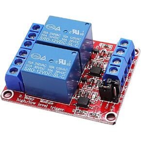 Tanbupu وحدة التتابع 12VDC 2 قناة لوحة توزيع التتابع مع لوحة الزناد ذات المستوى العالي أو المنخفض المعزولة بصريًا لـ Arduino X-002-2-12VDC in Kuwait