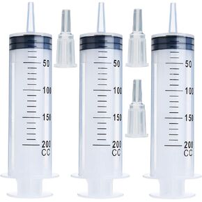 AKRAF 3 Pack 200ml Syringe for Scientific Labs, Refilling, Measuring in Kuwait