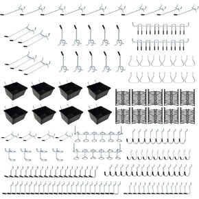 143pcs Pegboard Hooks, Pegboard Accessories Organizer Kit, 1/8 and 1/4 inch Pegboard Hooks Assortment, Peg Locks, Peg Board Bins, for Organizing Various Tools in Kuwait
