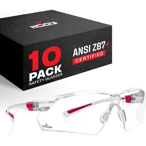 NoCry Clear Safety Glasses for Men and Women with Anti-Fog and Scratch Resistant Wrap Around Lenses, Adjustable Temples and Nose Pads — Certified ANSI Z87 Safety Glasses — 100% UV Protective Eyewear