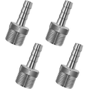 Horiznext NPT 1/2 خيط × 3/8 بوصة تركيب خرطوم بار، من الفولاذ المقاوم للصدأ لمستلزمات تخمير المنزل وصنع النبيذ، مجموعة إصلاح، عبوة من 4 قطع in Saudi Arabia