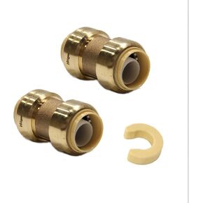 (Pack of 2) EFIELD 1/2-Inch X 1/2 Inch Straight Coupling Push-Fit Fitting to Connect Pex, Copper, CPVC, cUPC Certifed