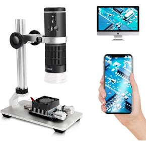Cainda WiFi Digital Microscope for iPhone Android Phone Mac Windows, HD 1080P/720P Video Record 50-1000X Magnification Wireless Portable Microscope with Adjustable Metal Stand and Carrying Bag