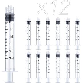 12 Pack 2ml Plastic Luer Lock Syringe, Measuring Syringe Individually Sealed for Scientific Labs, Measuring Liquids, Feeding Pets, Oil or Glue Applicator (2ml, 12) in Saudi Arabia