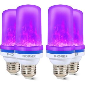 BHCORNER مصابيح إضاءة LED ذات تأثير لهب أصغر حجمًا - مصابيح إضاءة خارجية لتزيين الهالوين، مصابيح إضاءة وامضة بقاعدة E26/E27، لمبة إضاءة ليلية للهالوين ديكو (عبوة من قطعتين) in Kuwait
