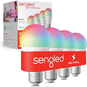 لمبة الإضاءة الذكية Sengled مع جهاز التحكم عن بعد، S1 الاقتران التلقائي مع أجهزة Alexa، مصابيح الإضاءة الدافئة، مصابيح الإضاءة الذكية التي تعمل مع Alexa، إضاءة المنزل الذكي لشبكة Bluetooth، ما يعادل 60W، 800LM، 4 عبوات in Kuwait