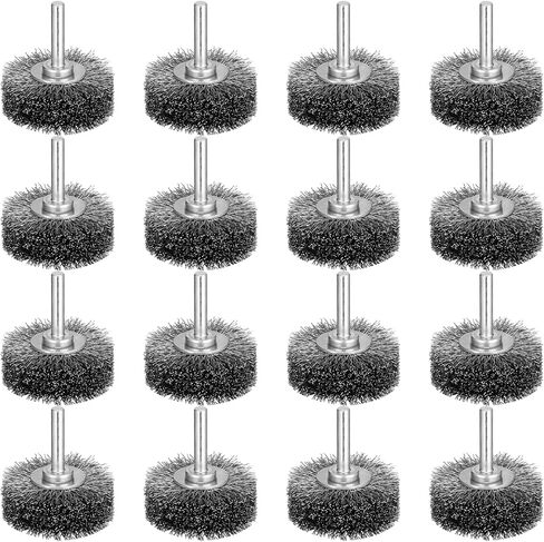 Bokon 16 Pcs Wire Wheel Brush 2 Inch Heavy Duty Wire Brush Drill Attachments Steel Brush for Drill Wire Brush for Rust Corrosion Paint Removal, 0.0118" Carbon Steel Wire, 1/4" Mounted Stem, 20000RPM in Kuwait