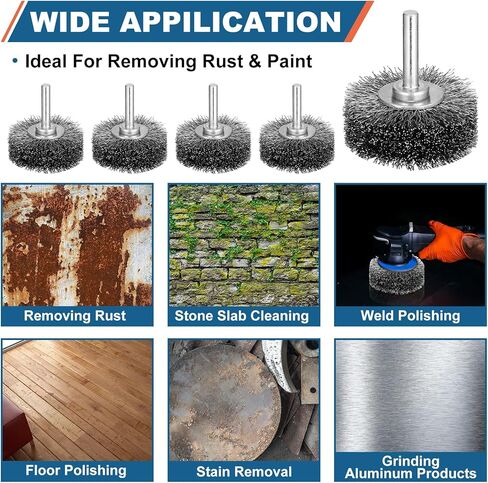 Bokon 16 Pcs Wire Wheel Brush 2 Inch Heavy Duty Wire Brush Drill Attachments Steel Brush for Drill Wire Brush for Rust Corrosion Paint Removal, 0.0118" Carbon Steel Wire, 1/4" Mounted Stem, 20000RPM in Kuwait